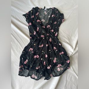 H&M black floral romper, size 2